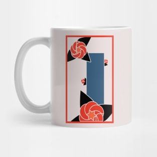 Peony and Blue Tanzaku Mug